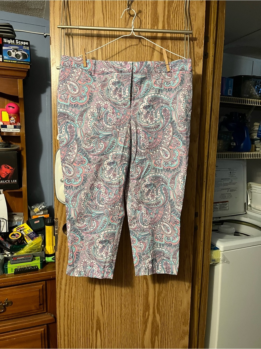 Talbots Paisley Ankle Pants in Pink and Teal